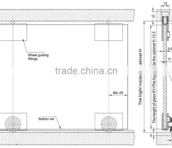 Aluminum, Steel and PA6 (nylon) Accessories for Glass Sliding Door photo-2