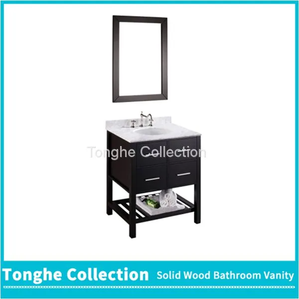 Modern Hotel Bathroom Cabinetry Vanity Open Bottom Plenty Storage photo-3
