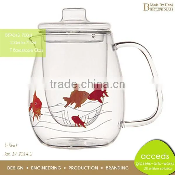 2014 Unique New Design Borosilicate 450Ml Glass Teapot photo-4