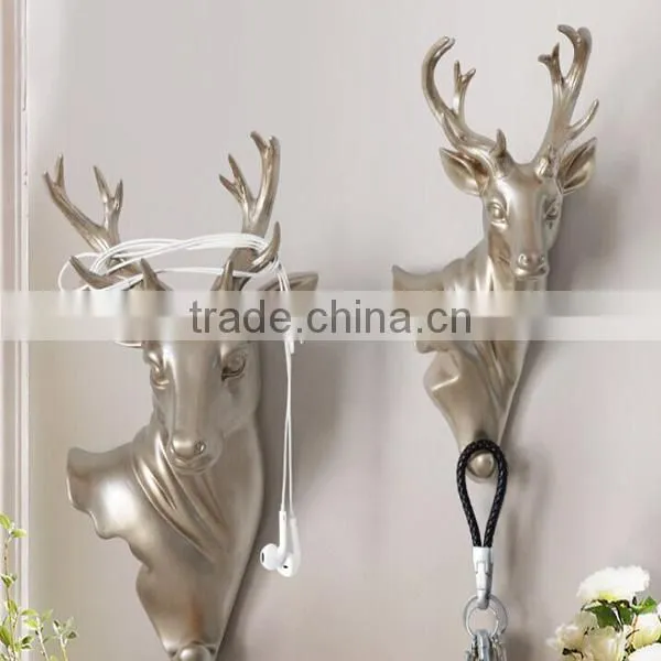 Hand Carved Clothes Hook Resin Deer Bag Holder Hook photo-3