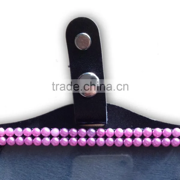 Pearl Style ID Holder, High Quality Promotion Gift PU Leather Badge Holder With Crystal Gem Decoration photo-2