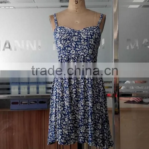 New Design Blue and White Women Dress Summer Clothing