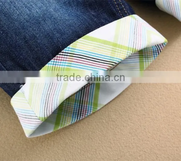 2015 Summer Boys Cotton Denim Baby Shorts Newborn Pants Lattics Design photo-4