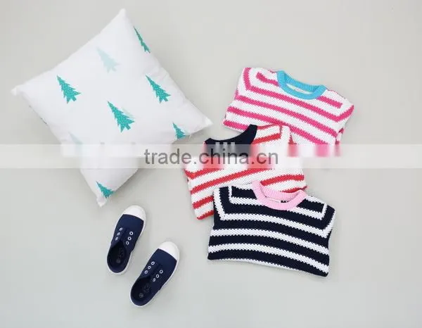 2106 New Tidal Range - Striped Girls Pure 100% Cotton Sweater Wholesale photo-3