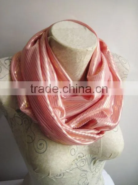 Gold Stripes Infinity Scarf , Peach and Gold Scarf ,Gold Scarf, Stripes Scarf, Mother's Day Gift , Fashion Scarf photo-2