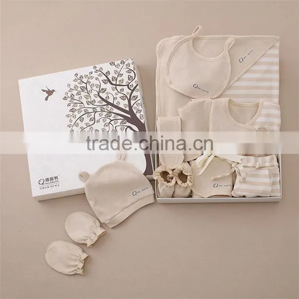 9 in 1 Set 100% Organic Cotton Baby Infant Clothing Set OEM Wholesale Newborn Baby Shower Gift photo-5
