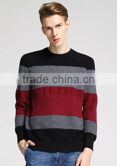 Men Fashioned Jacquard Strip Knitted Pullover Sweaters With Wholesale Price photo-3