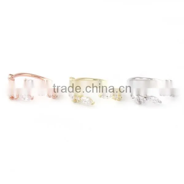 White Copper Open Rings Silver Tone Leaf photo-3