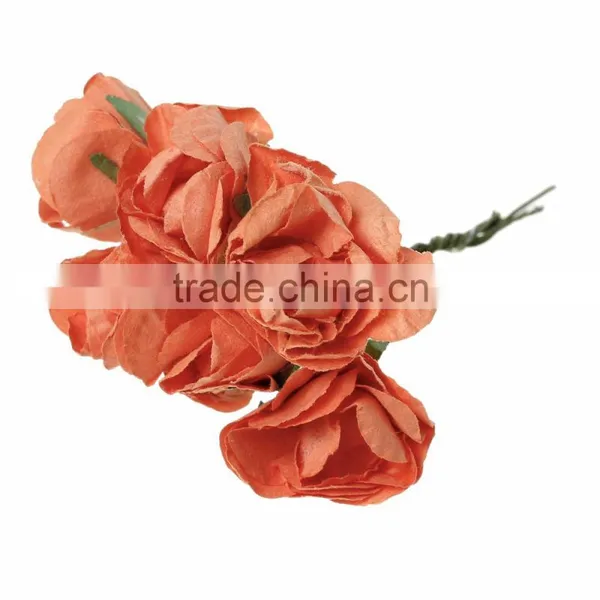 Party Decor Orange 8.0cm Paper Artificial Flower For Home Wedding photo-3