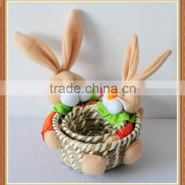 Small Grass Handmade Easter Rabbit Gift Baskets photo-2