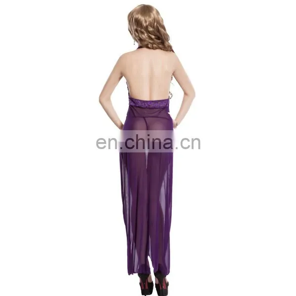 Mature Women Long Satin Sex Nightgown photo-3
