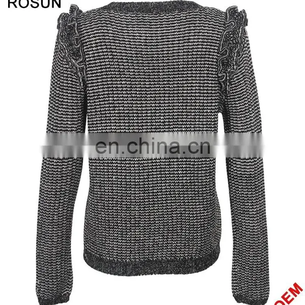 China Factory Dark Grey Long Sleeves Pleated Pullover Sweater photo-2