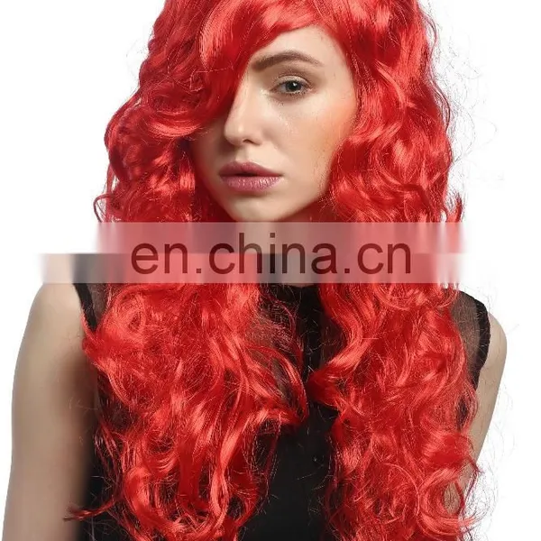 Party Wigs,red Long Wave Syntheic Wig for Carnival P-W187 photo-5