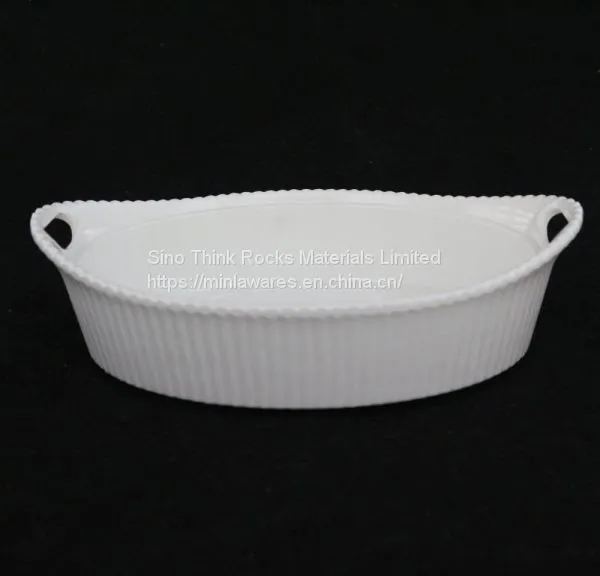 High Quality Hotel Used White Oval Melamine Bowl With Handle