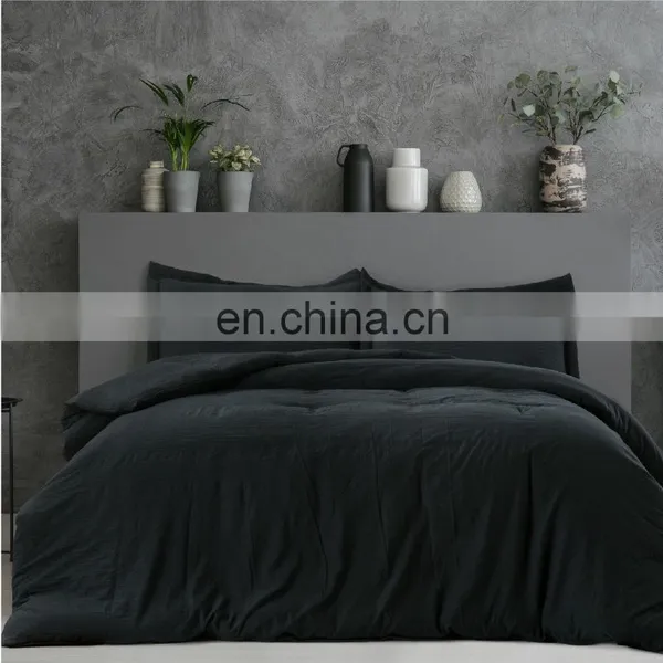 2020 China Made Black Water Wash Microfiber Full Queen Size Bedding Set Duvet Cover photo-2