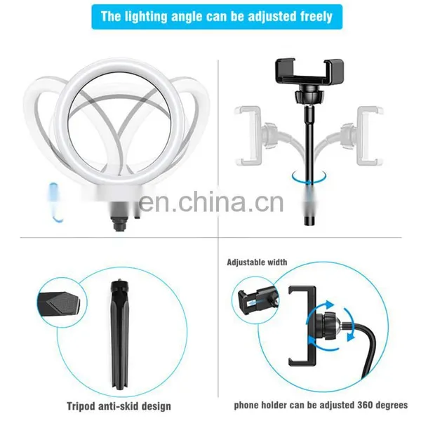 10 Inch 26 cm Dimmable LED Desktop Live Broadcast Makeup Photographic Selfie Led Ring Light photo-5