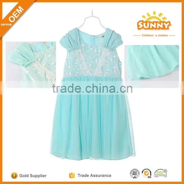 China Supplier Blue Fancy Dresses for Baby Girl Cotton Dresses