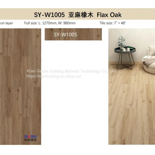 GKBM Greenpy SY-W1005 New Eco-Friendly Waterproof Flax Oak 4mm Click Stone Plastic Composite SPC Flooring photo-3