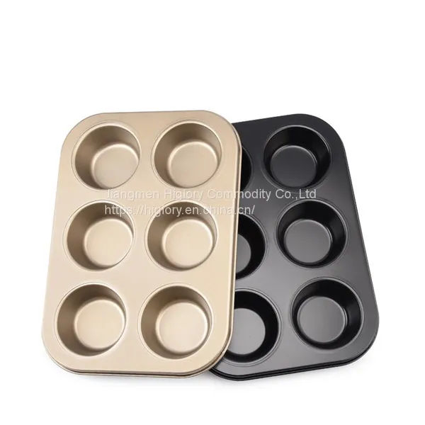 Carbon Steel Oven Bakeware Non Stick 6 Cup Round Cake Mould Cupcake Tin Muffin Mold Tray Baking Pan photo-3