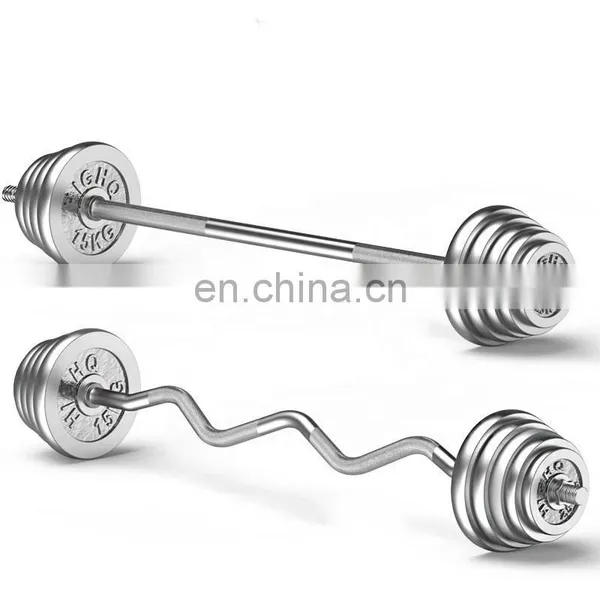 Low Price Wholesale High Quality Cast Iron Plate Chrome Plated Bar Set Adjustable Gym Barbell photo-3