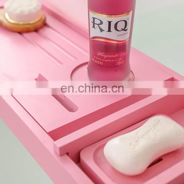 Unique Design High Quality Extending Side Leisure Bamboo Bathtub Caddy Tray photo-4