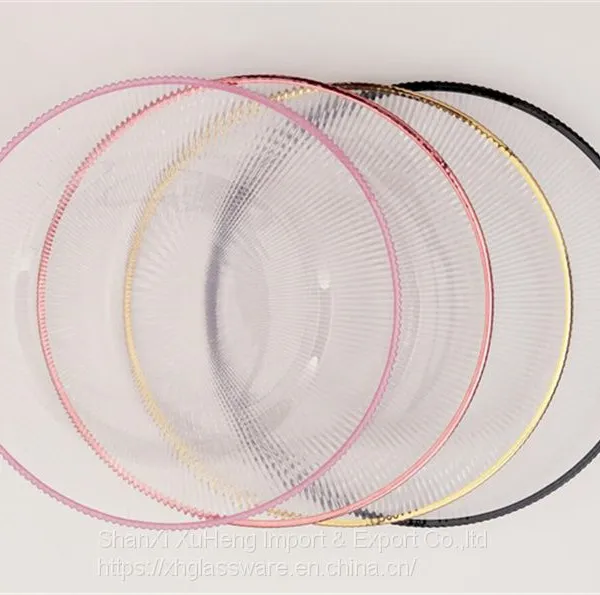 Wholesale Banquet Wedding Gold Silver Rimmed Glass Charger Plate photo-5