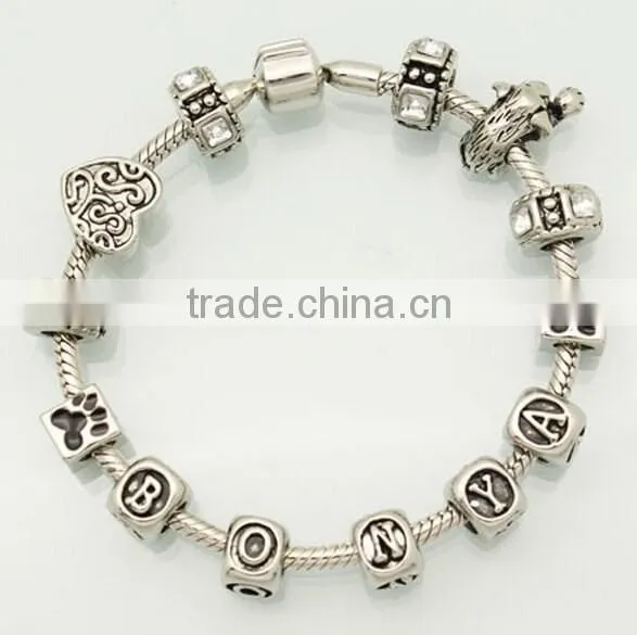 DIY Handmade Cube Letter Alphabet Custom Leather Bracelet photo-5