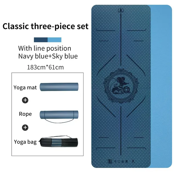 YiShengNuo Classic Three-piece Set Double Layer TPE Yoga Mat Set photo-4