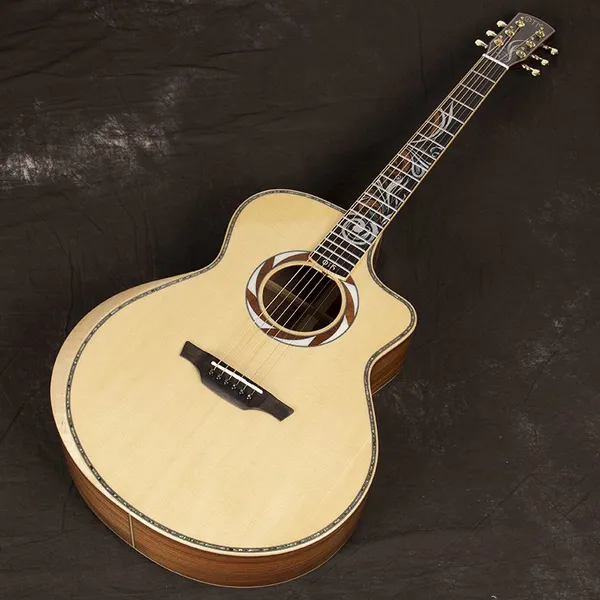 OTIS 41inch Folk Acoustic Guitars Flower Dream All Solid Guitar Wooden Guitar Factory photo-4