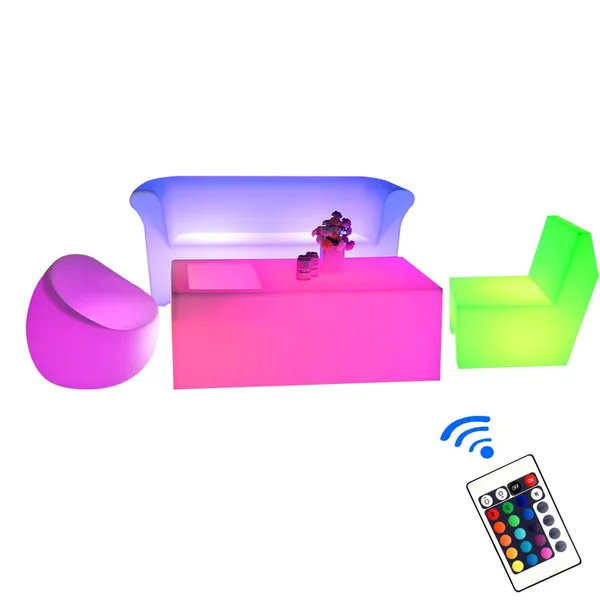 Custom Nightclub Bar Table and Chairs Illuminated Waterproof Furniture for Outdoor Parties and Home Use Color Change Set