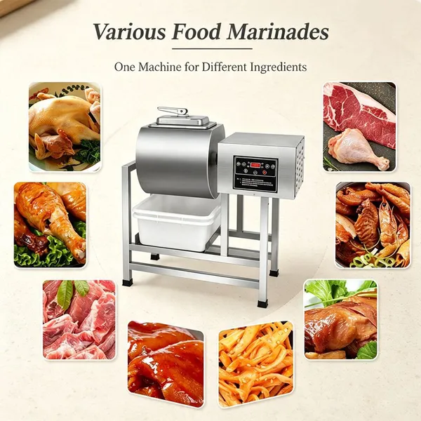 MO-Qdmech Máquina de Cura de Presunto RL118 Tumblador de Carne a Vácuo em Aço Inoxidável para Marinado e Enfadamento de Carne para Processamento de Presunto em Estilo Ocidental