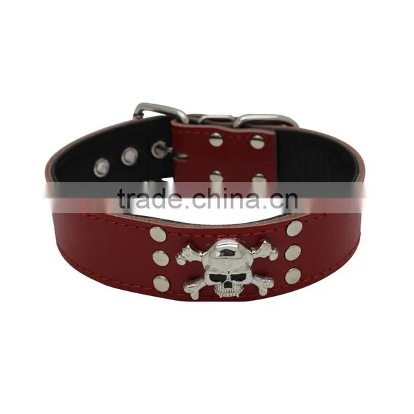 Wholesale Skulls Decorate Real Cowhide Pet Collars Rivet Dog Collar photo-4