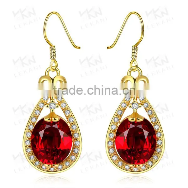 White Gold Plated Ruby Tack Shape Earring photo-2