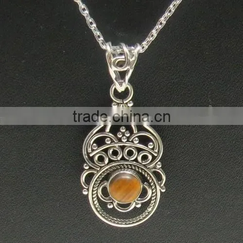 Perfect Brown Of Tiger Eye 925 Sterling Silver Jewelry Pendant, India Wholesaler Silver Jewelry, Fabulous Designs Silver Jewelry photo-5