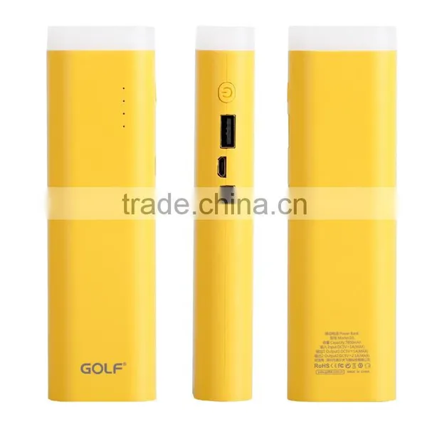 GOLF GF-D3 Lighthouse Series 7800mah Smart Power Bank 2.1A/1A 2 Port USB LED Emergency Light Rounded Power Bank photo-3