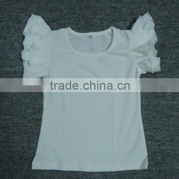 Hotsale Ruffle Top Shirts for Girls,wholesale Blank Baby T Shirts,Girls Double Ruffle Top Shirts Manufacturers,T Shirts in Stock
