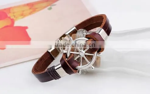 Factory Wholesale Rudder Leather Bracelet for Men/ photo-4