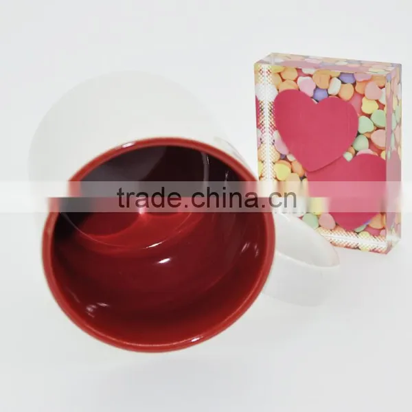 Yiwu Professional Sublimation Ceramic Mug Manufactory With Lowest Price 11oz Sublimation Inner & Handle Color Mug Red photo-5