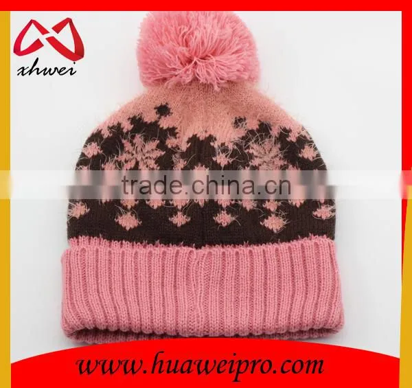 Trendy Animal Fur Ball Hat Fluffy Raccoon Pom Poms Knit Hat Jacquard Beanies photo-4