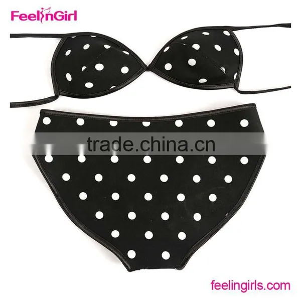 Wholesale Plain Dot Print Young Girl Swimwear Supplier's Choice photo-6