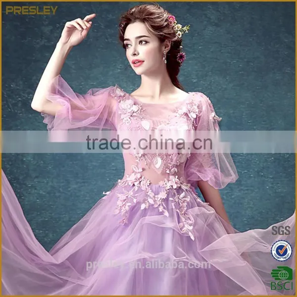High Quality Tulle Sexy Evening Dress Crystal Beads Wedding Party Dress 2016 photo-3