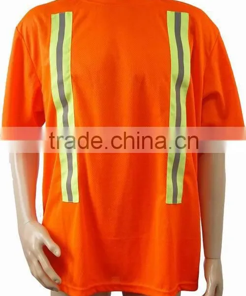 Custom Design Fluorescence Orange Yellow High Visibility Cheap Safety Reflective Uniform T-shirt photo-6