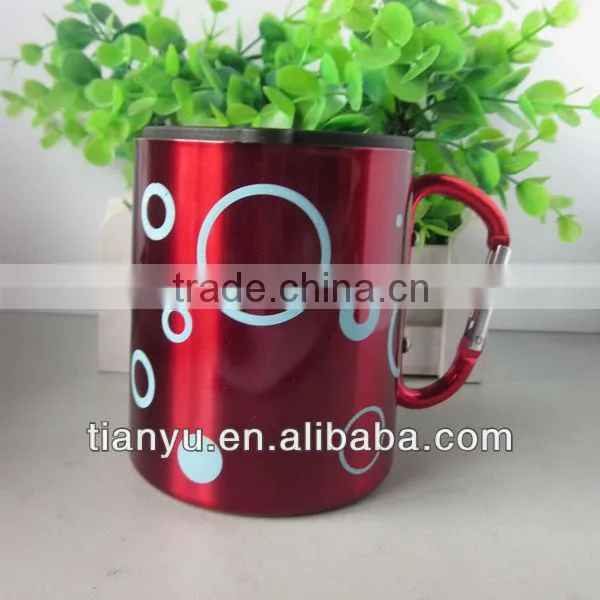 Lovely Stainless Steel Coffee Mug 350ml With Carabiner