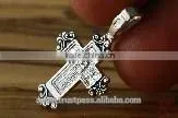 Silver Cross Mother God Pendant. Russian & Greek Orthodox Style. photo-4