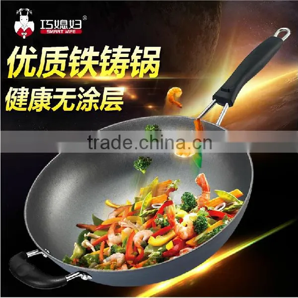 High Quality Non-stick Cast Iron Frying Wok photo-2