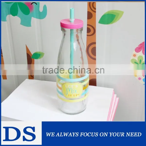 100ml/200ml/250ml/500ml/1000ml Milk Glass Bottle/ Empty Glass Milk Bottles With Plastic Cap and Sraw photo-5