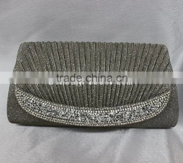 Hot Sale High Quality Fashion Rhinestone and Pleat Party Bags