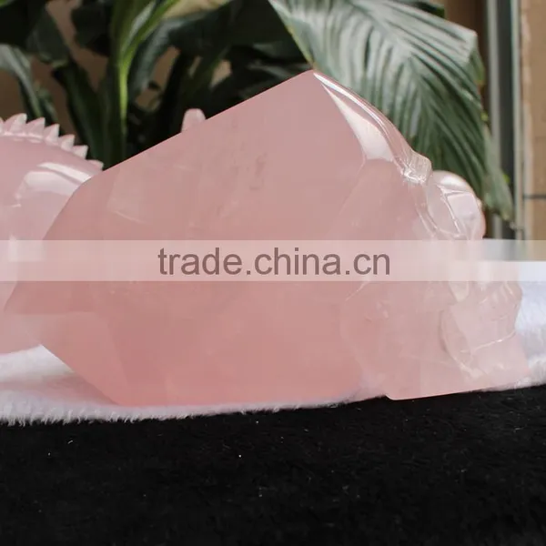 Hand Made Rose Quartz Natural Carved Stone Skull for Healing Wands photo-4
