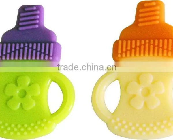 Double Injection Solid Silicone Attractive Design Baby Soft Teether photo-3