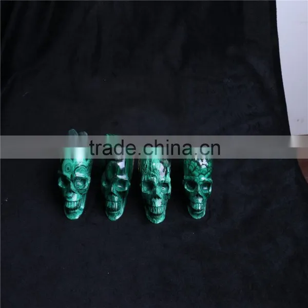 Wholesale Natural Malachite Crystal Stone Skull Handmade Carving photo-6